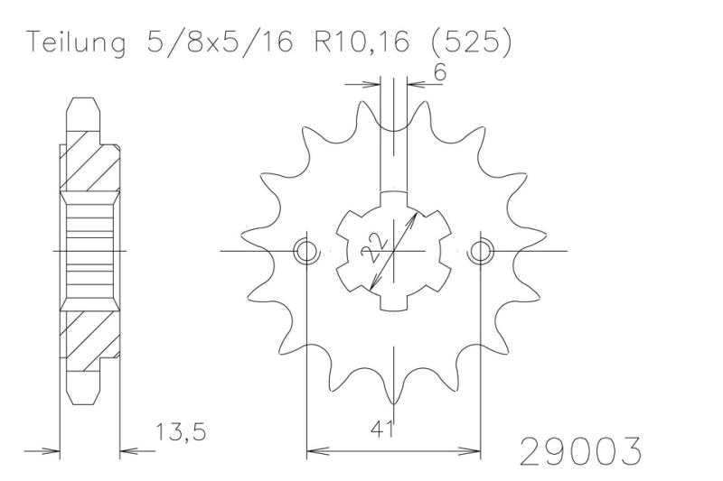 Kettenritzel, 15 Zähne