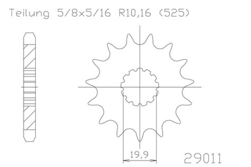 Pinion gear, 16 teeth