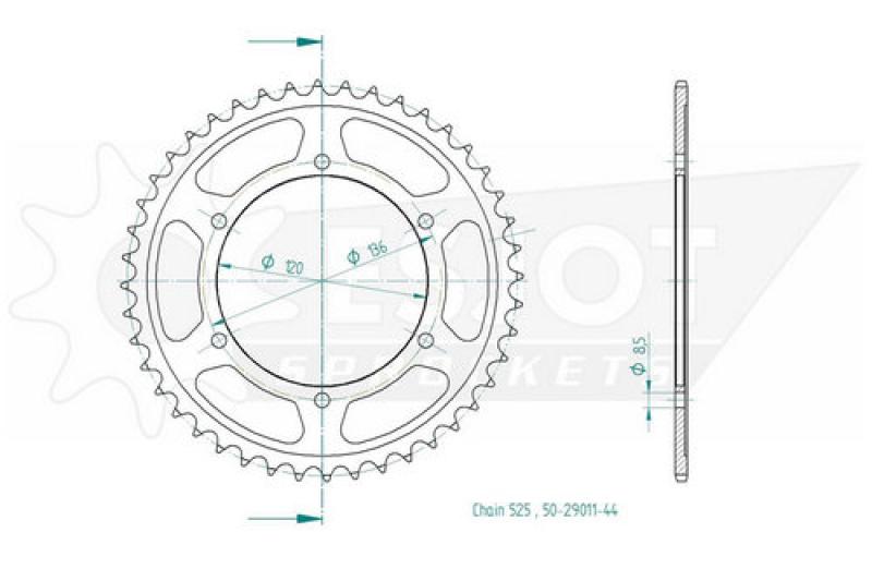 Rear sprocket, 44 teeth