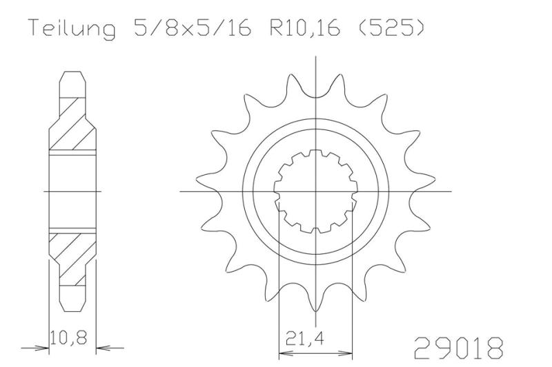 Kettenritzel, 17 Zähne