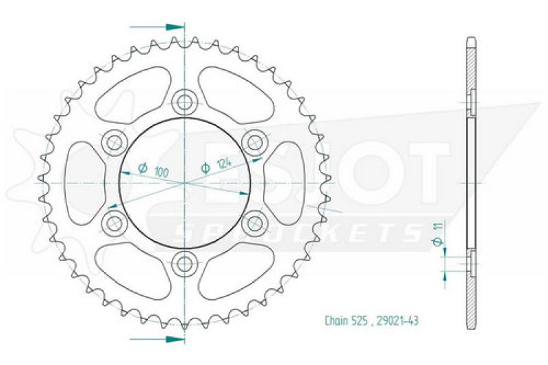 Kettenrad, 43 Zähne