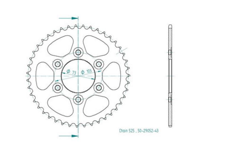 Rear sprocket 43 teeth