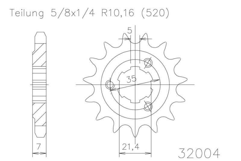 Kettenritzel, 15 Zähne