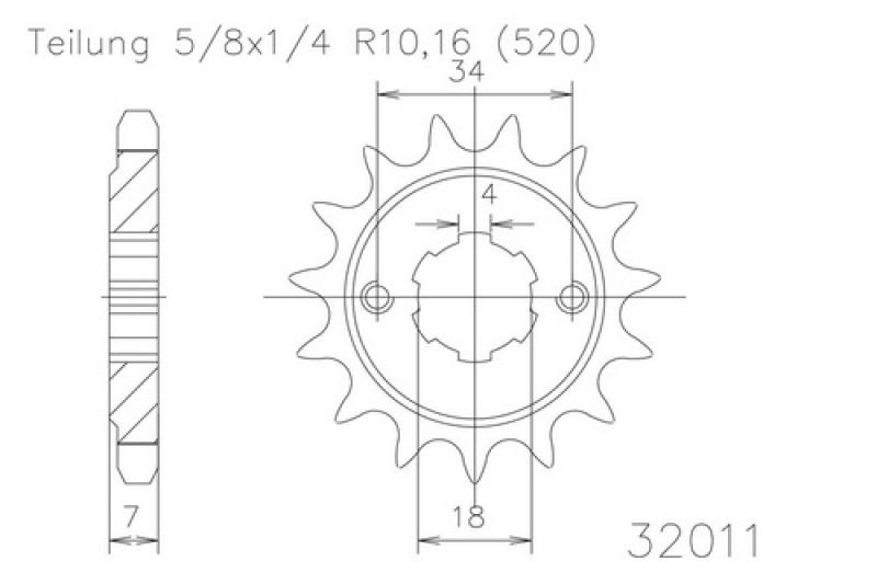 Kettenritzel, 13 Zähne