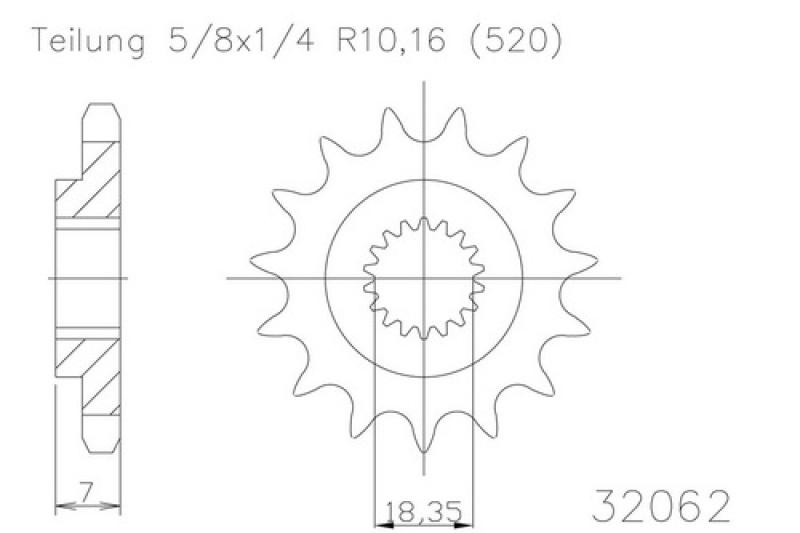 Pinion gear, 12 teeth
