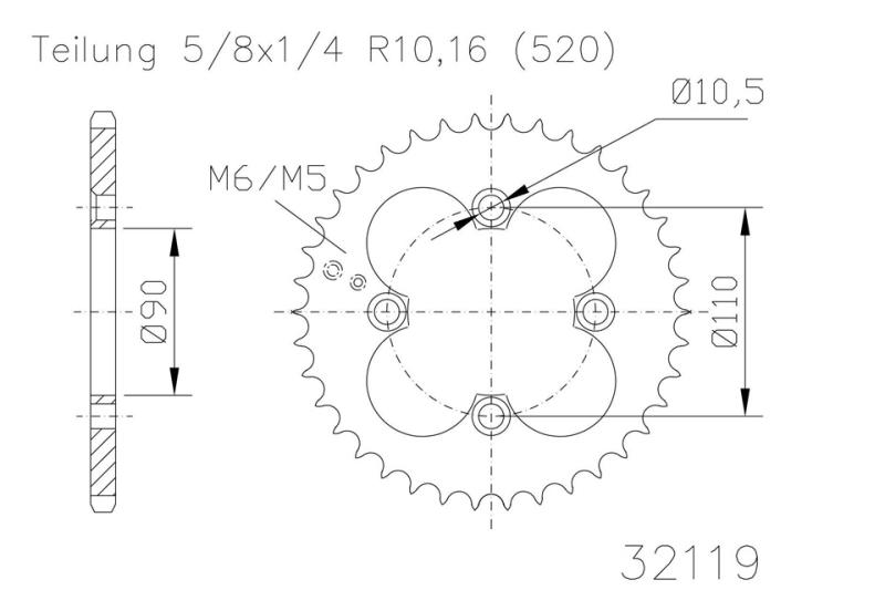 Kettenrad, 32 Zähne
