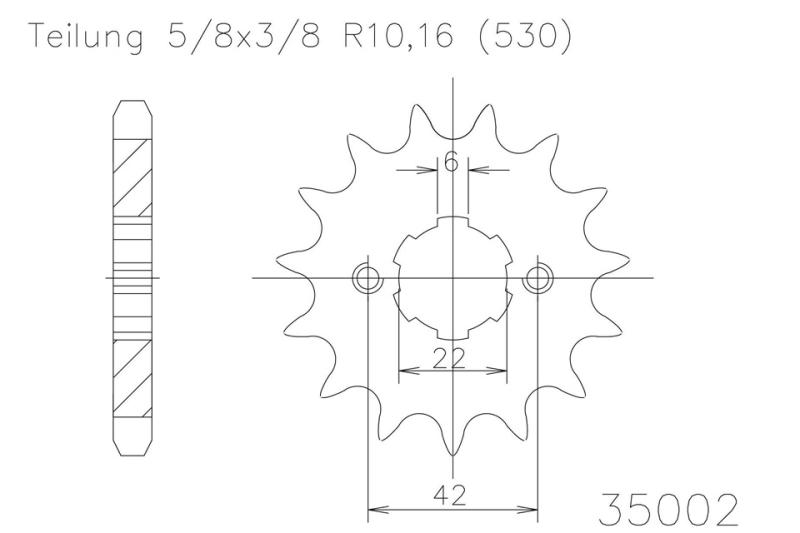 Pinion gear, 16 teeth