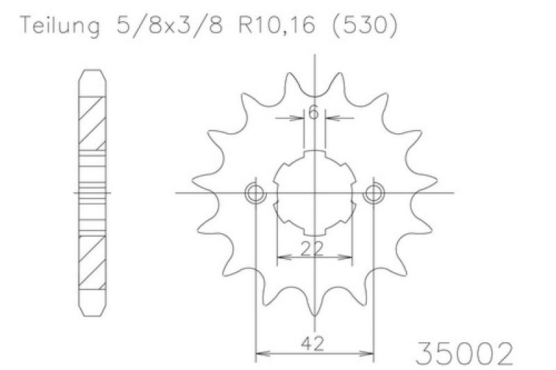 Pinion gear, 16 teeth
