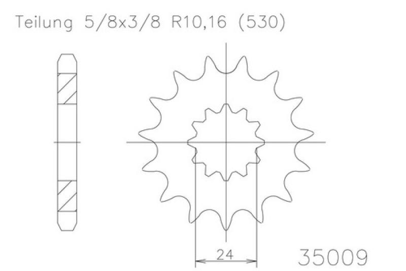 Kettenritzel, 17 Zähne