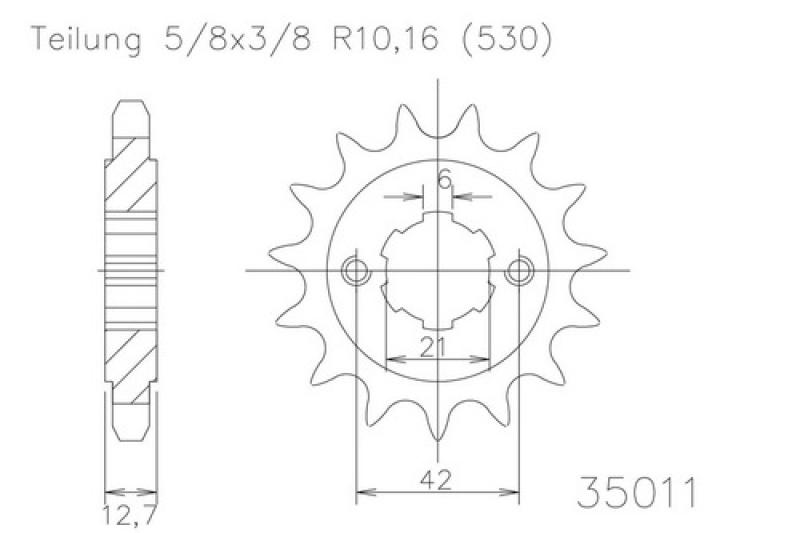 Kettenritzel, 17 Zähne