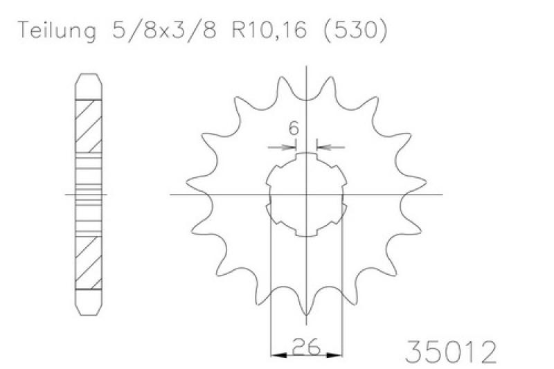 Kettenritzel, 17 Zähne