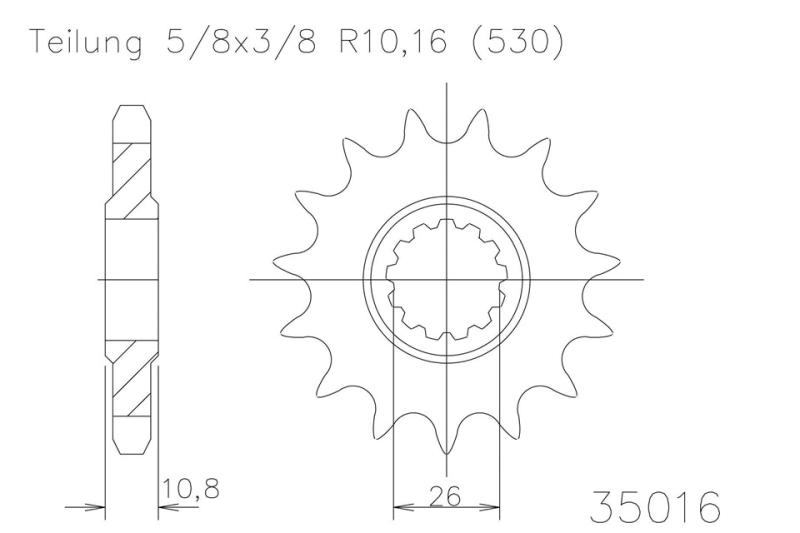 Pinion gear, 16 teeth