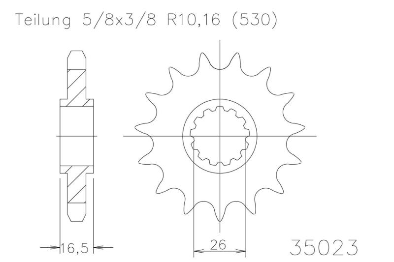 Pinion gear, 15 teeth