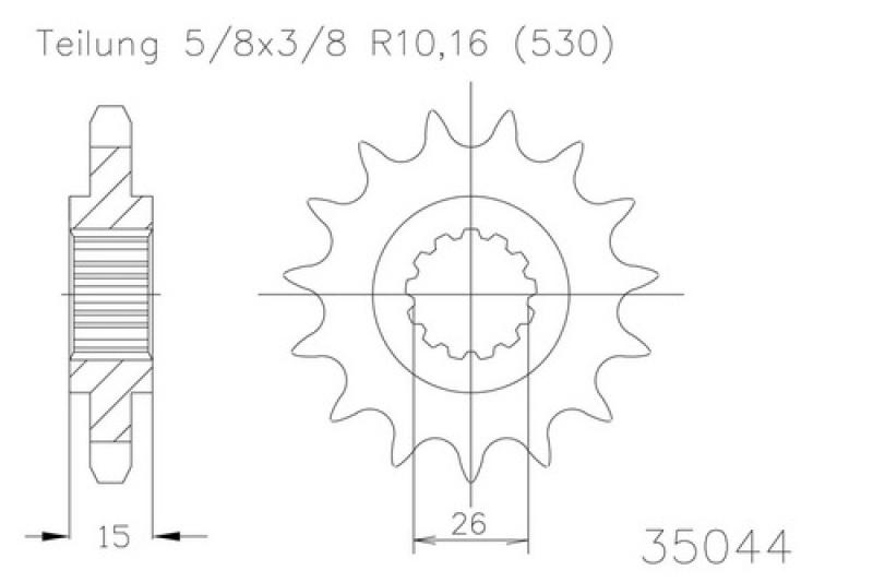 Kettenritzel, 17 Zähne