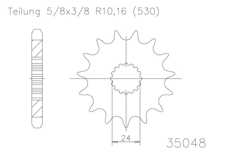 Kettenritzel, 17 Zähne